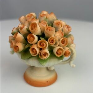 Capodimonte by Savastano Porcelain Miniature Roses in a Vase Made in Italy